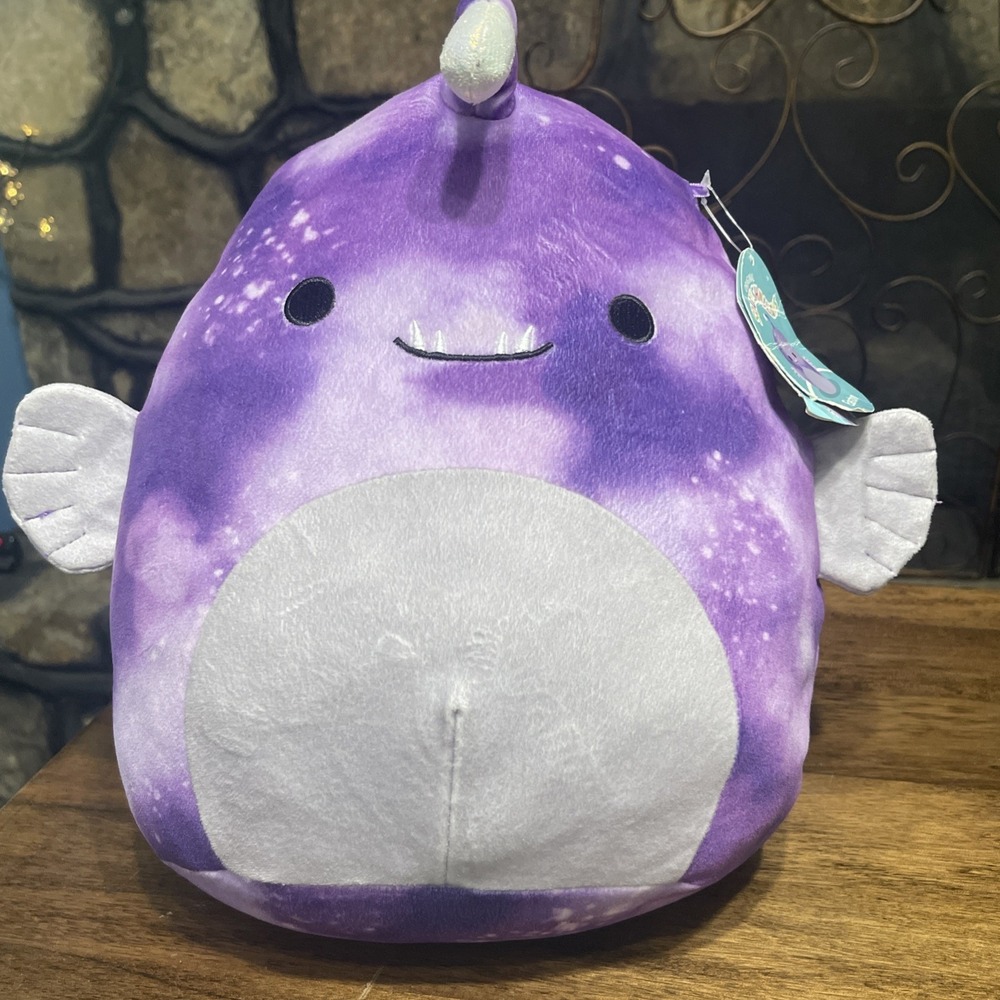 Squishmallows Easton the Angler Fish Purple Tie-Dye 12" Plush preowned w/tags